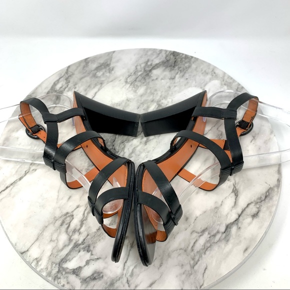 Via Spiga Ruslana Open Toe Black Minimalist Sandal 8 Summer Cocktail Resort Chic - Picture 7 of 16